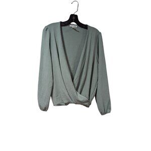Miley+Molly Green Wrap Puff Long Sleeve Blouse Sz L
